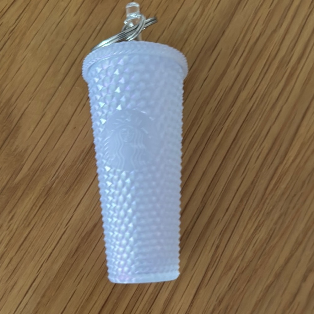 Starbucks White Textured Keychain